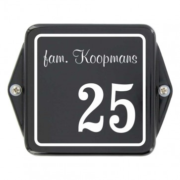 Emaille naamplaat 12 x 10 cm zwart met oor