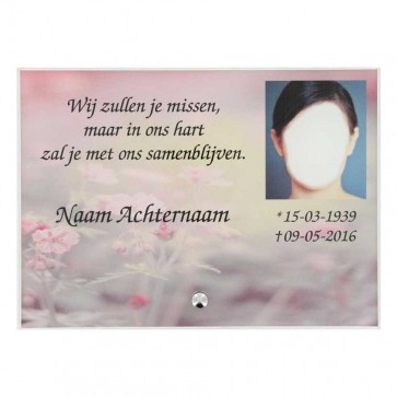 Gedenk tafel plexiglas 18 x 13 cm