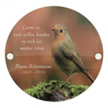 Gedenkplaat plexiglas rond 195 mm