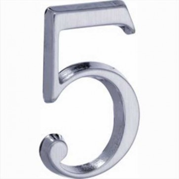 Chroom huisnummer 5 mat