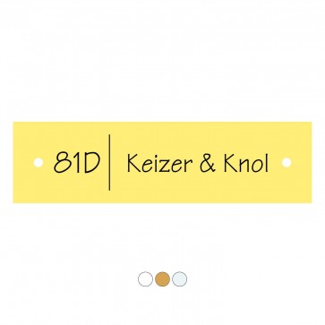 Kunststof naamplaatje 110 x 30 mm geel