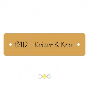 Kunststof naamplaatje 110 x 30 mm goud