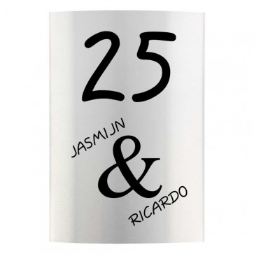 RVS naambord gebogen 15 x 25 cm