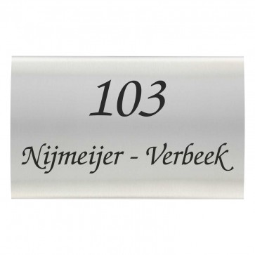 RVS naambord gebogen 25 x 15 cm