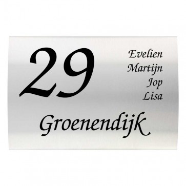RVS naambord gebogen 25 x 15 cm