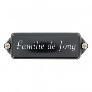 Emaille naamplaatje 9,5 x 3 cm zwart met oor