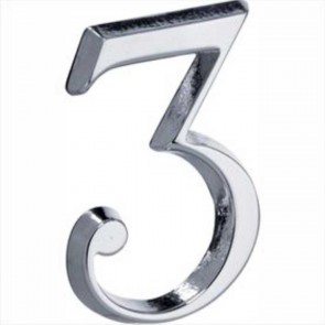 Chroom huisnummer 3 glans