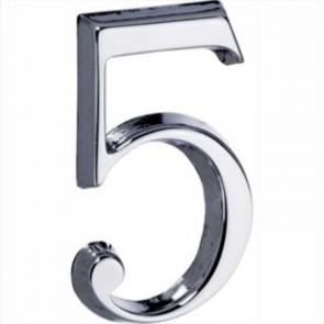 Chroom huisnummer 5 glans