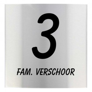 RVS naambord gebogen 15 x 15 cm