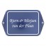 Emaille naamplaat 20 x 12 cm blauw-ivoor met oor